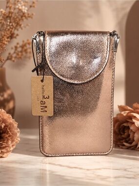 Metallic Rose Gold Phone Crossbody Case